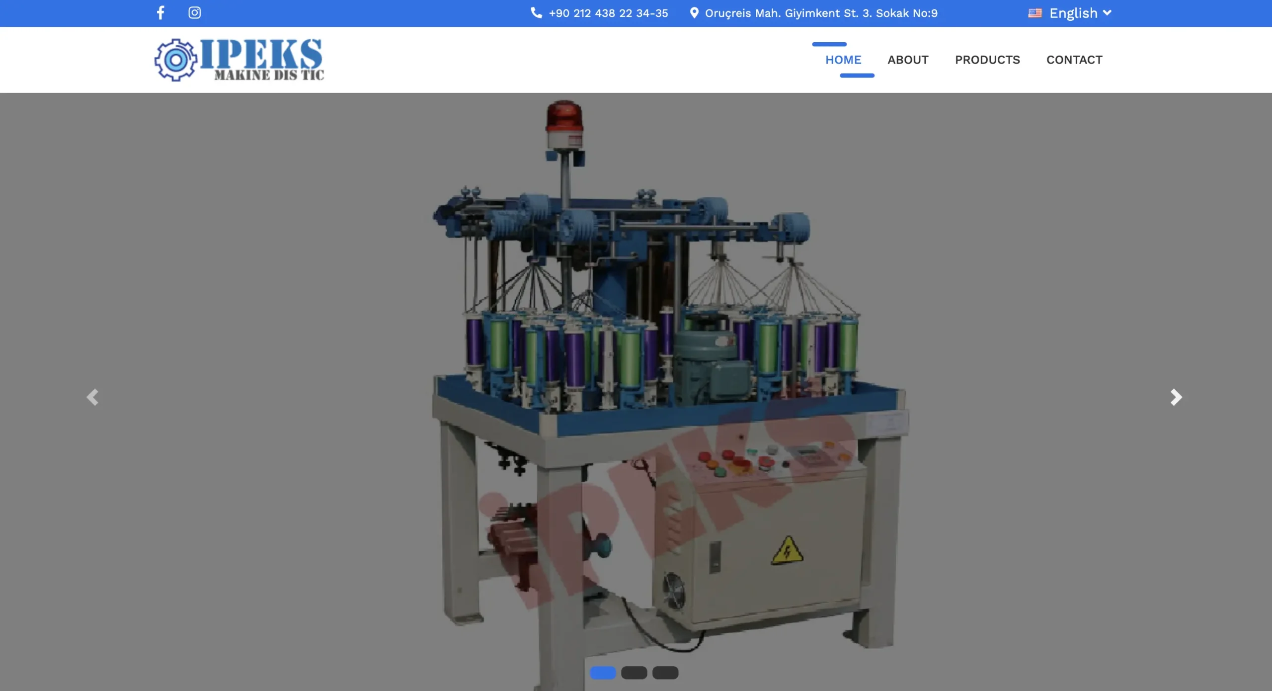 İpeks Makine – Multilingual Website with Product Tracking System